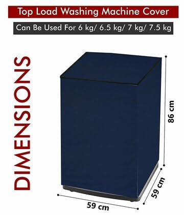 Image of AMAZOR Waterproof & Dustproof Top Load Fully Automatic Washing Machine Cover with Zipper | Polyester | Dimensions- 59x59x86 cm (Navy Blue)