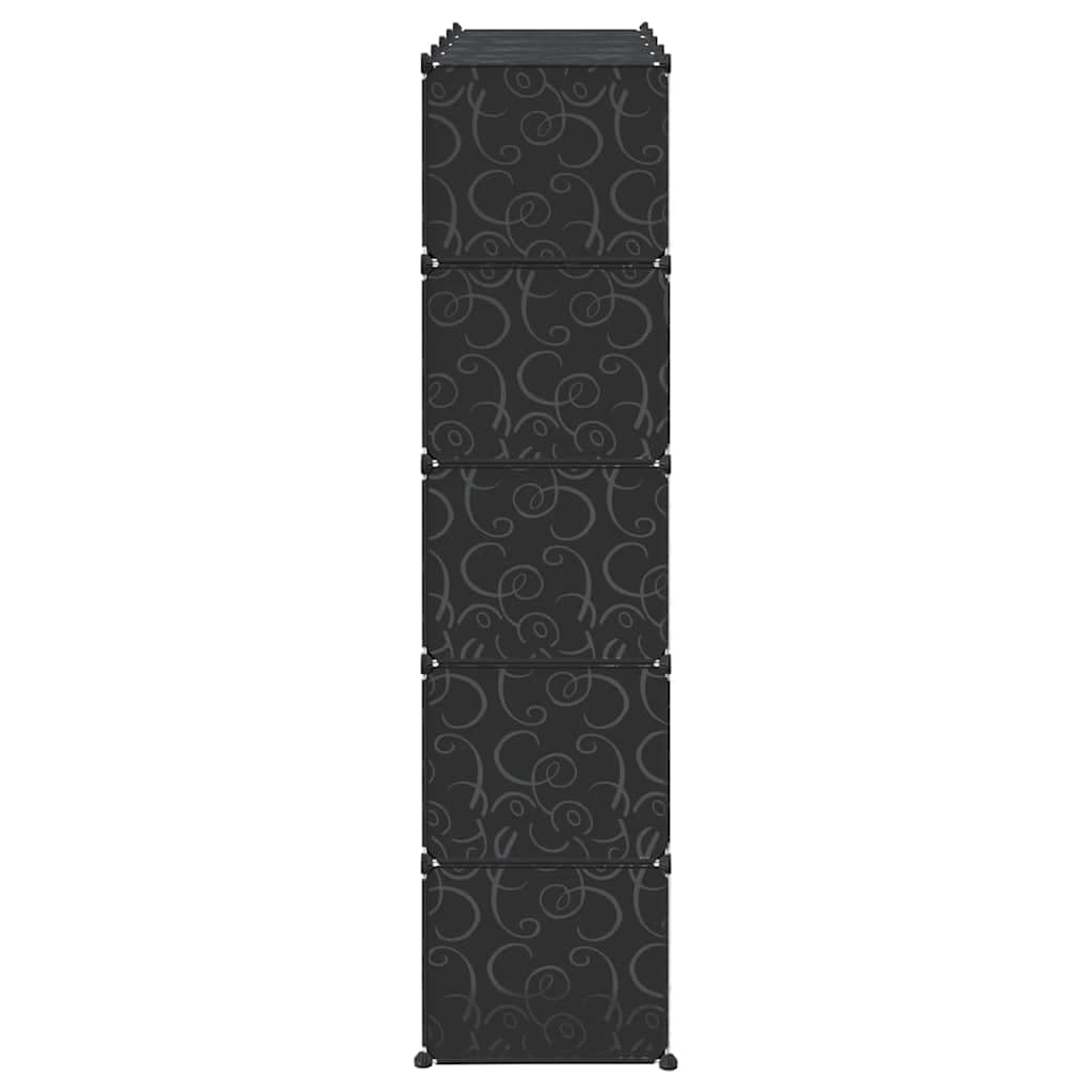 System regałów z 20 kostkami z polipropylenu, drążki do zawieszania i drzwi, 144,5 x 46,5 x 179 cm, możliwość układania w stos, do szafy na ubrania, system porządkowania garderoby