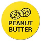 300 Peanut Butter Labels - Peanut Butter Stickers (1.5 inch, Round, Yellow) for Food Labeling, Delis, Schools or Restaurants