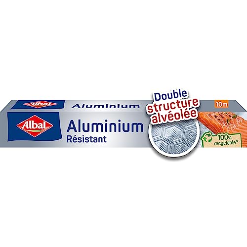 Albal - Film Aluminium 10m - Résistant - Double structure