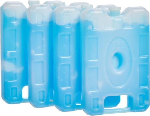 Image of Amazon Basics Reusable Hard Sided Ice Packs for Lunch Boxes, Stay Cold, No Leak, BPA Free, Rectangular, 6.5 inch x 4.3 inch x 1.2 inch, Blue, (Pack of 24)