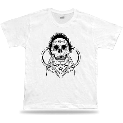 Mens Tshirt Tee Shirt Birthday Gift Idea Skull Hair Weird Creepy Hardcore Stylish White L