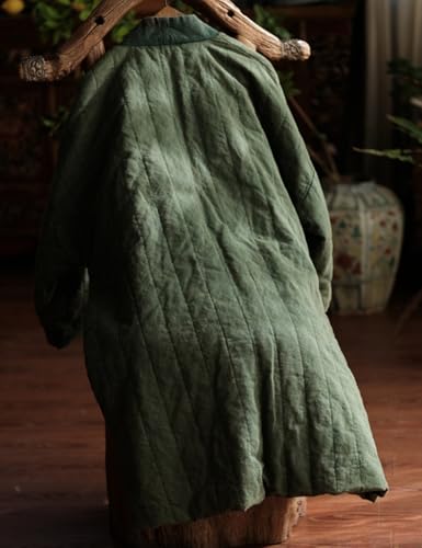 NFYM Women's Quilted Knee Length Coat Open Front Kimono Style Jacket Handmade Threading Outwear for Winter3