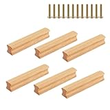 CAAGGMM Maniglie in Legno, 6 Pezzi Pomelli Cassetti per Mobili Cucina in Legno Con 12 Viti, Interasse Fori 64 mm, Maniglie Per Mobili, Da Cucina Moderni, per Armadi, Scrivanie