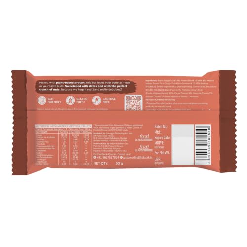 Image of Upnourish By Pluckk 15G Plant Protein Bar | Cafe Mocha & Cocoa Hazelnut | No Preservative | No Added Sugar | Gut Friendly | Rice & Pea Protein | All Natural Ingredients | Assorted Pack (6 pcs) - 300G