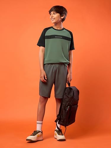 Image of TECHNOSPORT Boy's Polyester Slim Fit Crew Neck Half Sleeve T-Shirt with Technocool+, Anti Microbial Propeties for Sports and Regular Use