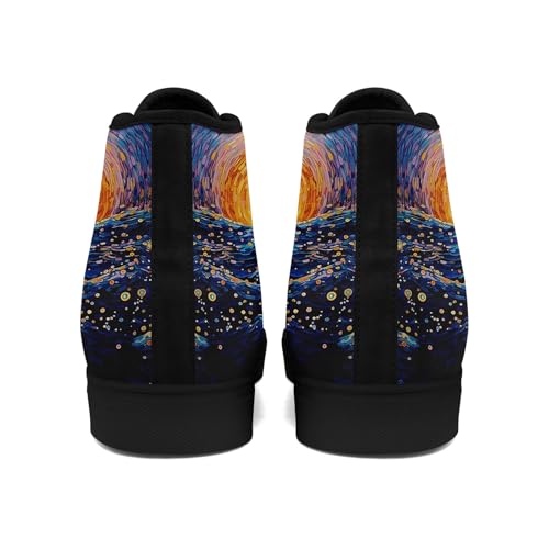 Women's Canvas Night Sky High Top Shoes Sneakers Unisex Casual Lace Up Versatile Shoes2