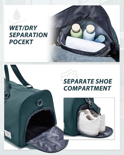 Image of Gym Bag for Women Men with Shoe Compartment,Small Travel Duffle Bags for Traveling Overnight Weekender Bag Personal Item Travel Bag Large Sport Bag Workout Bag Peacock Blue