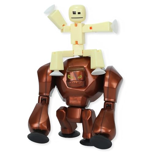 Zing StikBot & Mega Monster Stop-Motion Animation Pack – Exclusive Butter Yellow StikBot + Bronze Gigantus Figure, Creative Toy for Kids Age 4+