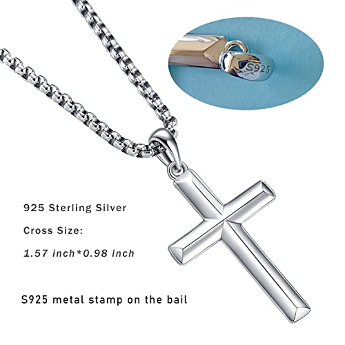 Rnivida Men's Sterling Silver Cross Pendant Necklace with Stainless Steel Chain,Fine Jewelry Christian Confirmation Gifts for Men4