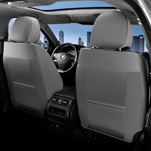 Image of FLORICH Car Seat Covers, Leather Seat Covers, Front Seat Covers 2PCS,Waterproof Car Seat Protector, Auto Driver Seat Covers Accessories Fit for Most SUV Trucks(Gray&Black, Front Pair)