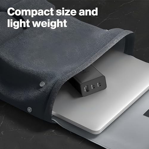 Image of 65W 3 Port USB-C to USB-A Charger for Samsung S24 Ultra /S24, S23 Ultra /S23 /S23 FE, S22, S21 FE 5G, A55 /A35, Z Fold /Flip 6 /5 /4 /3, 65W /45W /18W PD Super Fast Charging Adapter for Galaxy Tab /Pad, Black