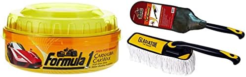 Formula 1 615026 Carnauba Paste Wax (230 g) & Bergmann Gladiator Twister Car Duster (with Wax-Baked Cotton Strands)