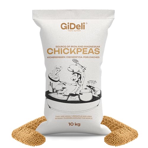 GiDeli Kichererbsen Getrocknet 10 kg - Ungeröstete ohne Zusätze Vegan eiweißquelle - ideal für Hummus Falafel Currys - Grosspackung für Gastronomie