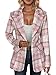 Mina Self Flannel Jacket Blazer Women Plaid 2025 Fall Pink Business Casual Work Professional Office Womens Fashion Fitted Oversied Winter Tartan Long Women's Blazers & Suit Jackets QY045 Pink 2L