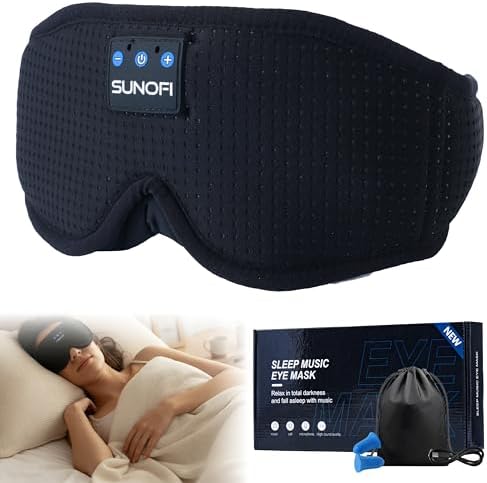 Sleep Headphones Bluetooth 5.4, 3D Sleep Mask with Ultra-Thin HD Stereo Speakers, Wireless Music Eye Mask Headphones for Side Sleepers, Travel, Relaxation