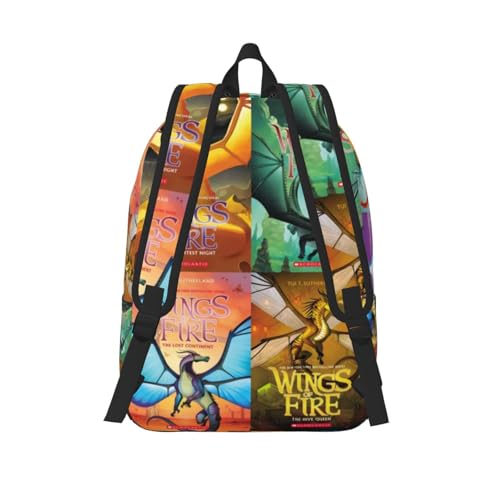 Light Daily Canvas Backpacks，Unisex Primary Wings Cartoon Fire Backpack Gifts，Adjustable，Casual Work Elementary Laptop Daypacks Bookbag3