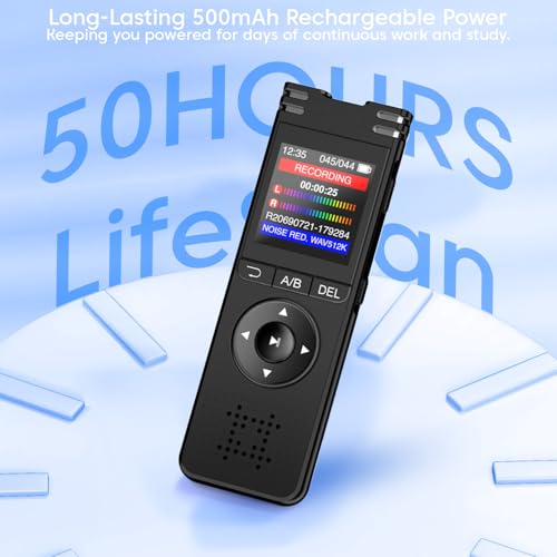 Image of Sounce 32GB Voice Recorder Device with AI Noise Reduction Mp3 Player with Earphones Compatible with Meetings Lectures One Click Recording Upto 50 Hours WAV Format Built in Mic Audio Recorder (Black)