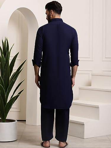 Image of SOJANYA Men's Cotton Silk Pathani Kurta Set with Wide Leg Straight Fit Salwar