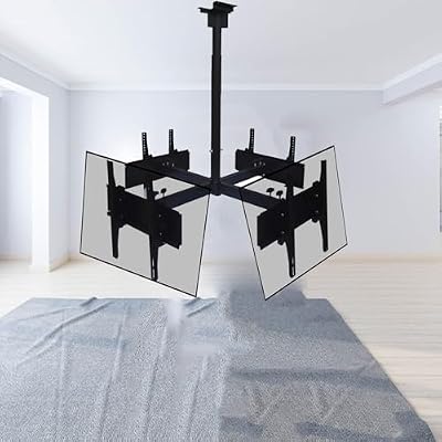 UIYTJRT Ceiling TV Mount Bracket - Four Sided Ceiling TV Mount Bracket, 32-50 Inch Full Motion, 4 Movement Flat/Curved Screen Bracket, Telescopic Height Adjustment,