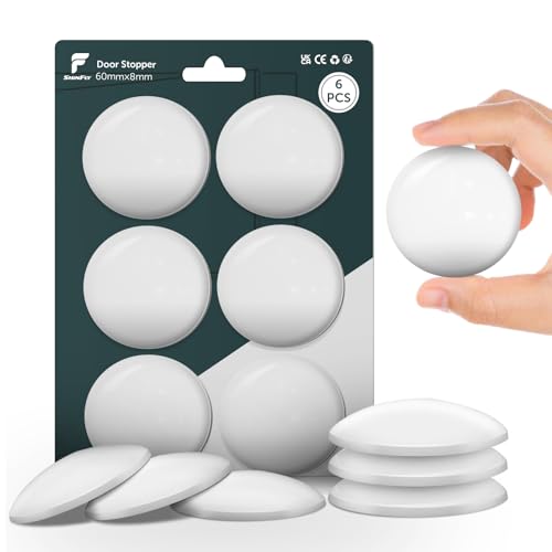 shinfly Tope de puerta autoadhesivo para pared, 6 unidades (grande), 60 x 8 mm, tope de pared, tope para puertas y paredes, autoadhesivo para dormitorio y cocina (blanco)