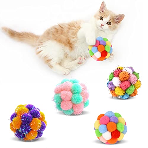 Tusatiy Cat Toys Balls With Bells,5Pcs Cat Pom Pom Balls Toy,Tinsel Balls For Cats, Interactive Cat Toys For Indoor Cats And Kittens #TOP6