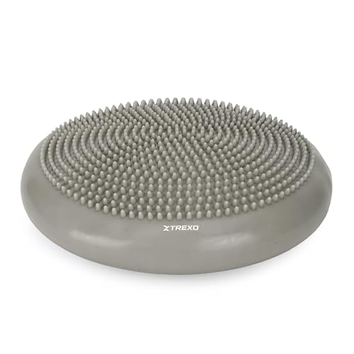 Trexo - Cuscino Di Equilibrio Con Punte 33 x 5 cm - Seduta Sensoriale Antiscivolo Per Postura E Tronco, Ufficio E Casa Grigio