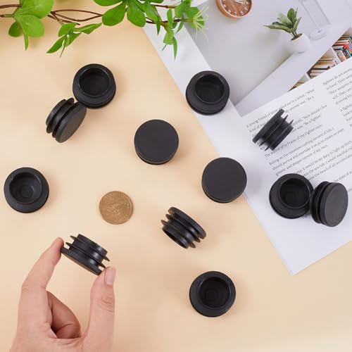 GORGECRAFT 20 Pieces 40mm Diameter Round Plastic Plugs Black End Caps Plug Tubing End Cap Chair Leg Inserts for Metal Legs Fences Glide Protection from Chair Legs and Furniture - Image 3