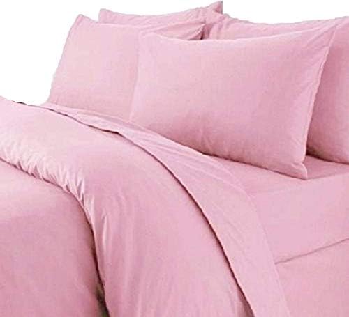 Queens Land Home Non Iron Percale Pollycotton Dyed Duvet Cover & 2 Pillow Cases Bed Set. (Single, Pink)