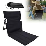 Hojalis Bodenstuhl Mit Rückenstütze, Strandmatte Mit Rückenlehne, 600D Oxford-Gewebe Komfortabel Strandliege Klappbar, Strand Klappkissen Sitz, Campingstuhl Liegestuhl für Picknick, Garten, Wandern