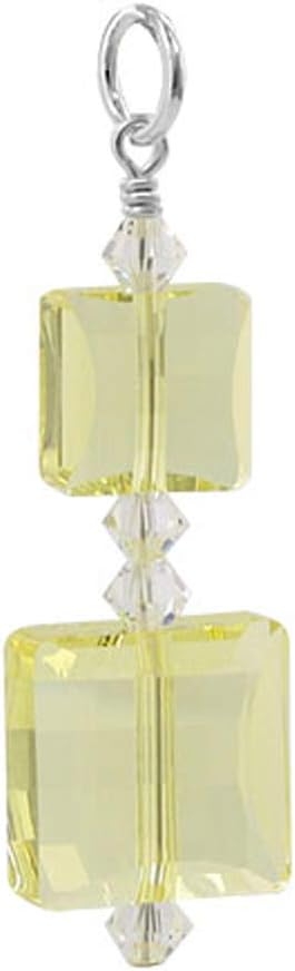 Gem Avenue 925 Sterling Silver Pendant with Multi Square Austrian Crystal Yellow
