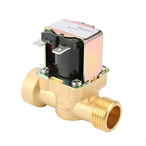 Suchinm Solenoid Valve, Brass G1/2 Normal Closed Pilot-operated Water Inlet Electric Solenoid Valve DC 12V for Home Bathroom Kitchen Use