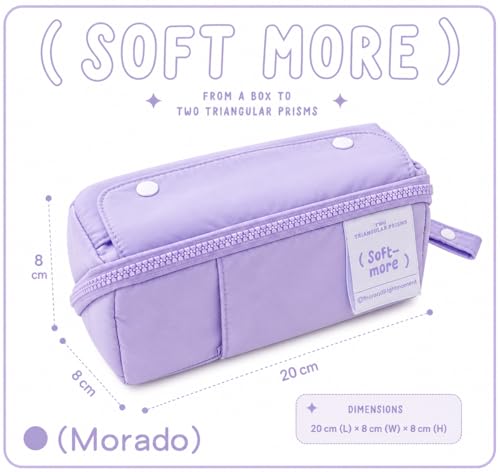 Image of Invite Multi-Functional Soft Pencil Case for Girls - Large Capacity Zipper Pouch with Multiple Compartments - Aesthetic Stationery Organizer for School, College & Office (Soft More-Purple Pouch)