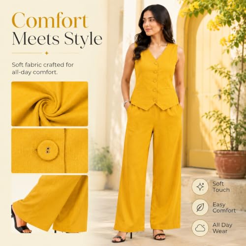Image of Women Cotton Blend Western Co-Ord Set | Stylish Top & Pant Set for Women | Dress For Womens | Casual High Waist Solid Pant Outfit