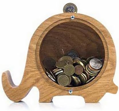 MoneRffi Personalized Letters Wooden Piggy Bank, A-Z Letters Coin Bank Money Box with Clear Alphabet Stickers, Money Saving Bank For Family Christmas Birthday Gift Home DIY Decoration