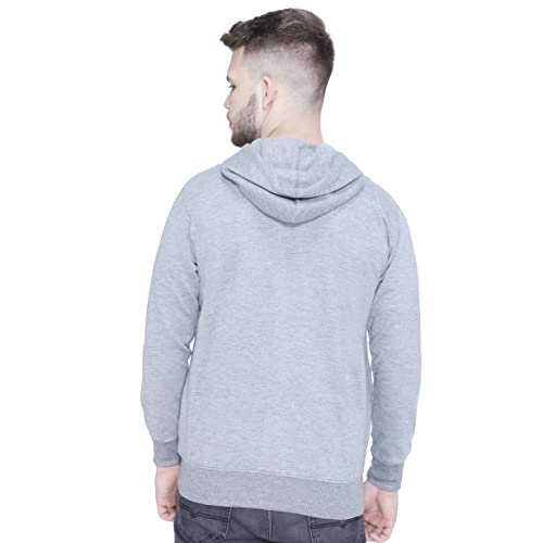 Image of Plain Zip Neck Hooded Winter Cotton Sweatshirt with Full Sleeves