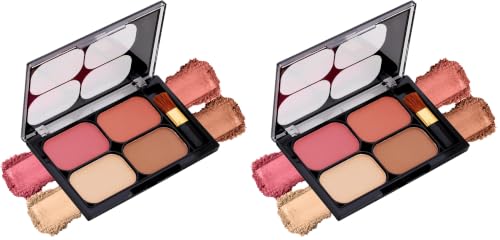 Image of Colors Queen Blush and Highlighter Palette for Face Makeup | Matte Finish, Highly Pigmented & Lightweight Silky Smooth Texture | Blusher and Highlighter Palette with Brush (Multicolor - 01)