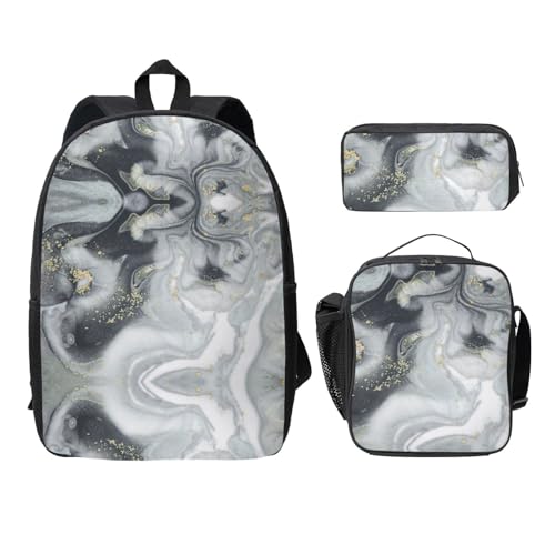 Sac à dos marbre oriental EdWal lot de 3 avec trousse et sac repas léger noir taille unique
