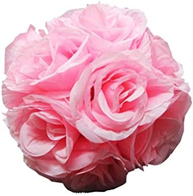Craft And Party Flower Rose Pomander Kissing Ball for Wedding Party Decoration (7", Light Pink)