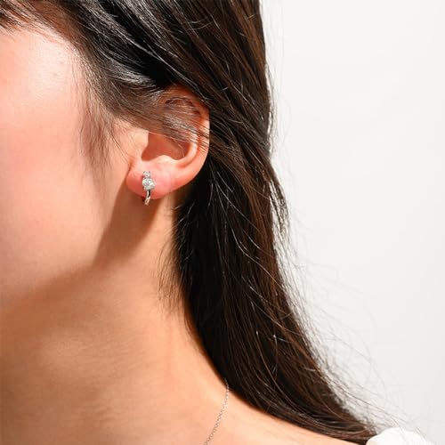 S925 Sterling Silver Huggie Hoop Earrings for Women, 0.6ct D-Color VVS1 Diamond, Gift for Girlfriend or Wife2