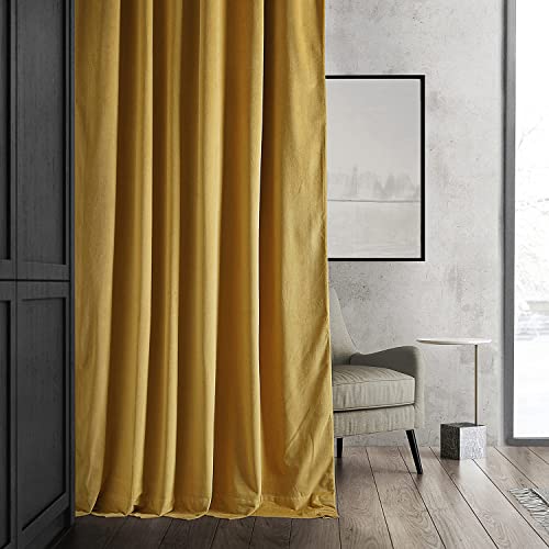HPD Half Price Drapes Signature Velvet Thermal Blackout Curtains for Living Room 108 Inch Long (1 Panel) Rod Pocket Insulated Blackout Curtains for Bedroom Window Curtains, 50W x 108L, Fool's Gold