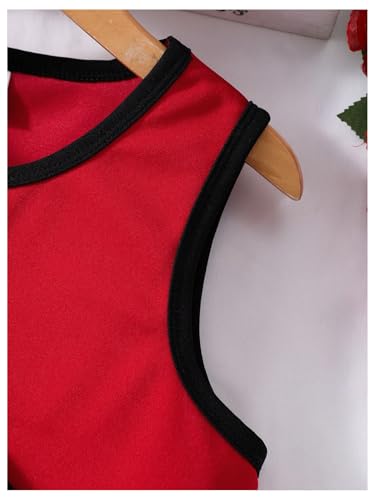 Image of OYOANGLE Girl's Pearl Beaded Asymmetrical Tank Top Ruffle Trim Sleeveless Crop Tops