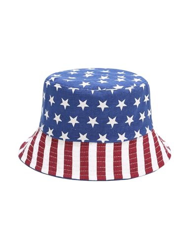 Century Star American Flag Bucket Hat for Women Men 4th July Fisherman Independence Days Hats Sun Golf Beach Cap American Flag One Size
