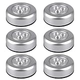 6 Pack Stick On Push Light, Self Adhesive Touch Light LED Battery Powered Wireless Night Lights Stick On Wall Lights for Cabinets, Utility Rooms, Car, Kitchen, Stairs, Storage Rooms (No Battery)