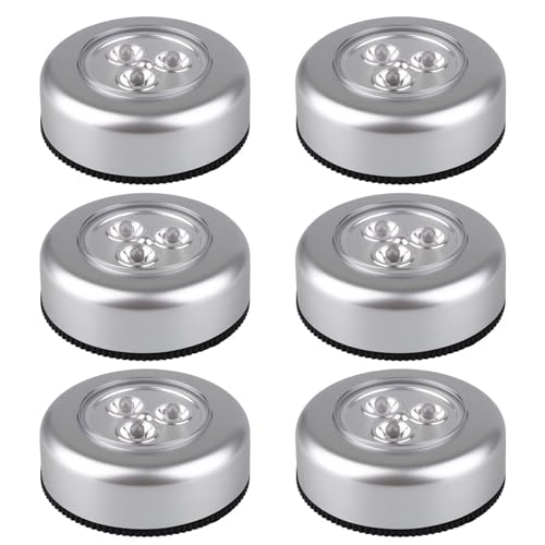 Inajoke 6 Pack Stick On Push Light, Self Adhesive Touch Light LED Battery Powered Wireless Night Lights Stick On Wall Lights for Cabinets, Utility Rooms, Car, Kitchen, Stairs, Storage Rooms