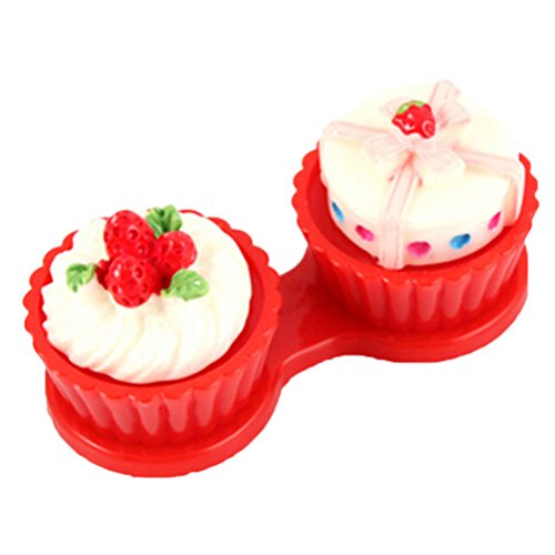 ensunpal store Cute Cartoon Cake Cream Shape Contact Lens Case Box Set Container Holder