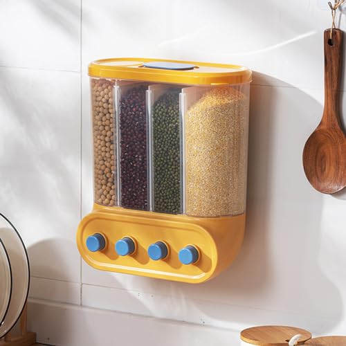 Distributeur de riz marron clair avec boîte de rangement à 6 grilles