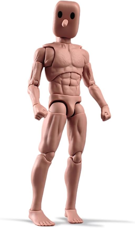 1/12 Scale Narrow Shoulder Male Action Figure 6in Flexible Notaman Square Head Male Figure Body Doll Miniature Figure with Head Sculpt NT-02