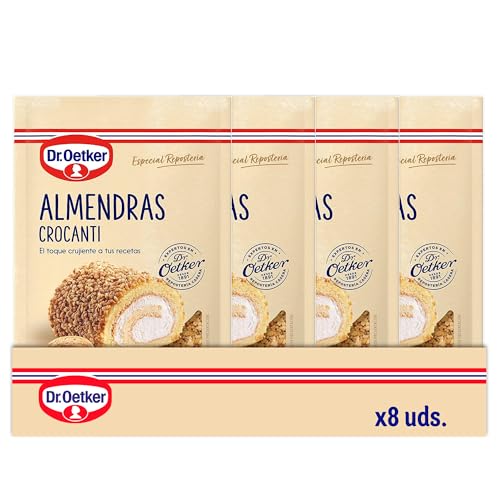 DR. OETKER - Almendras Crocanti Pack 8 Uds x 125 g, Toque Crujiente a tus Recetas, con Almendras Tostadas y Caramelizadas, para Repostería y Pastelería, Contraste de Sabor