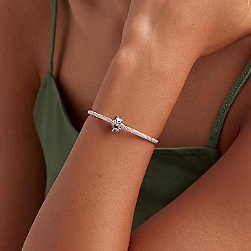 Voroco Cat Charm For Bracelet 925 Sterling Silver Animal Series Cute Cat Charm For Bracelet Necklace Mother's Day Birthday Christmas Jewelry Gifts For Women & Girls #TOP1